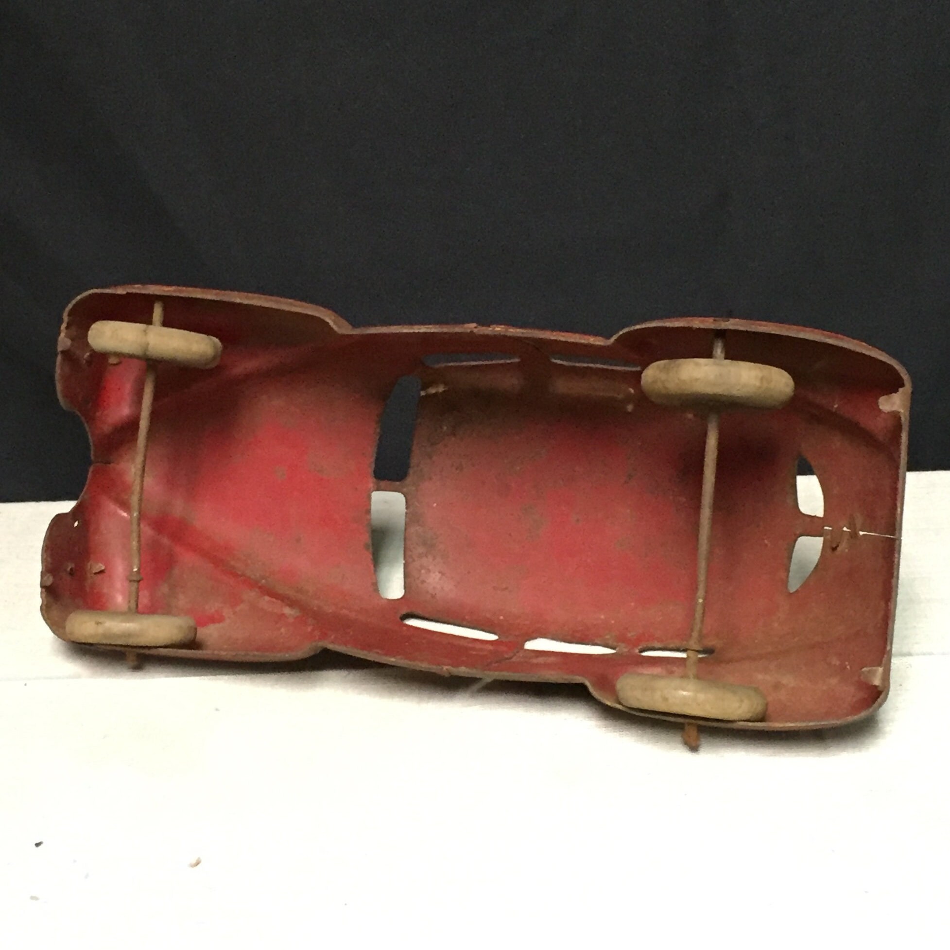 Antique Wyandotte Pressed Steel Toy Car with Wooden Wheels, Made in the