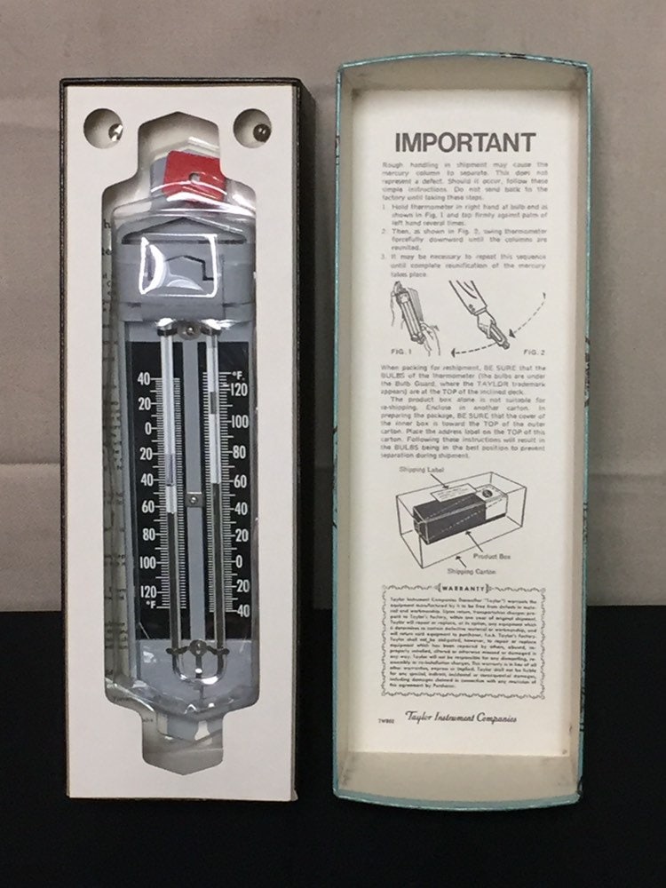 Taylor Six's MaximumMinimum Thermometer, 5458, Mercury Thermometer
