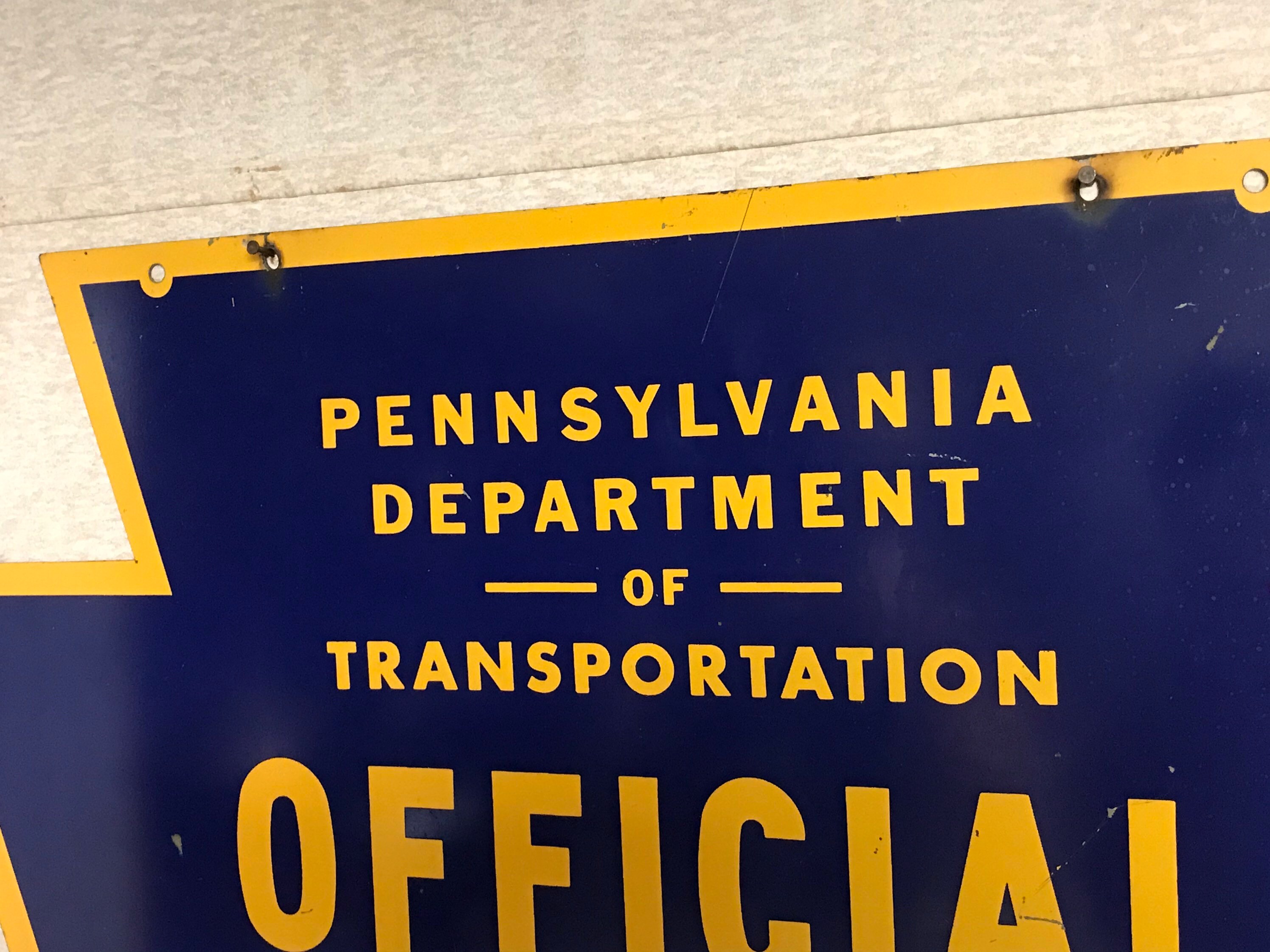 Vintage 2 Sided Pennsylvania Official Inspection Emissions Station Sign