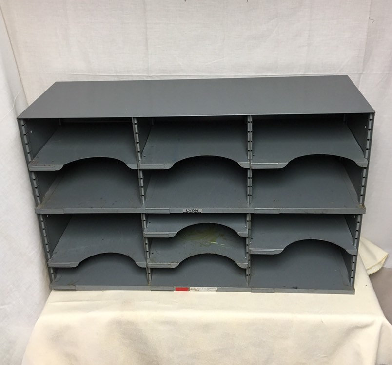 Vintage LYON Gray Industrial Cubby Parts Storage Unit, Office Cubbie