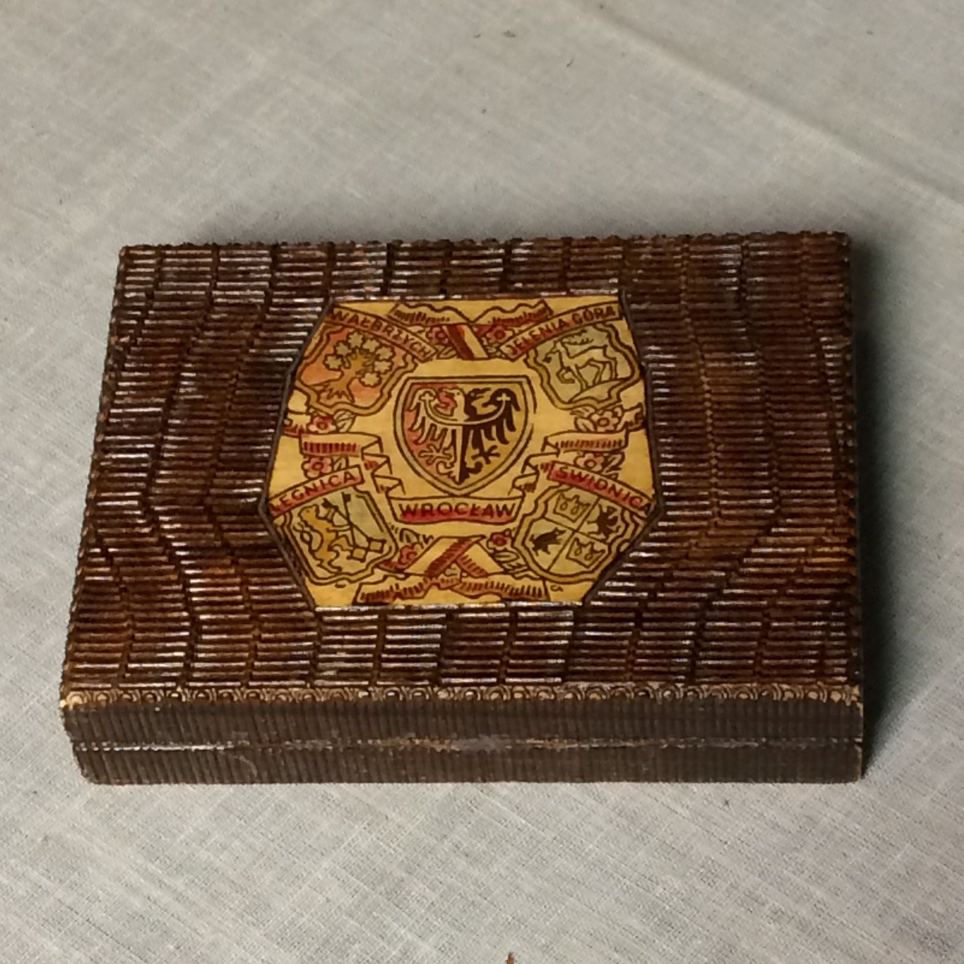 Polish Carved Wood Trinket Box, Carved Wooden Box With Polish Box