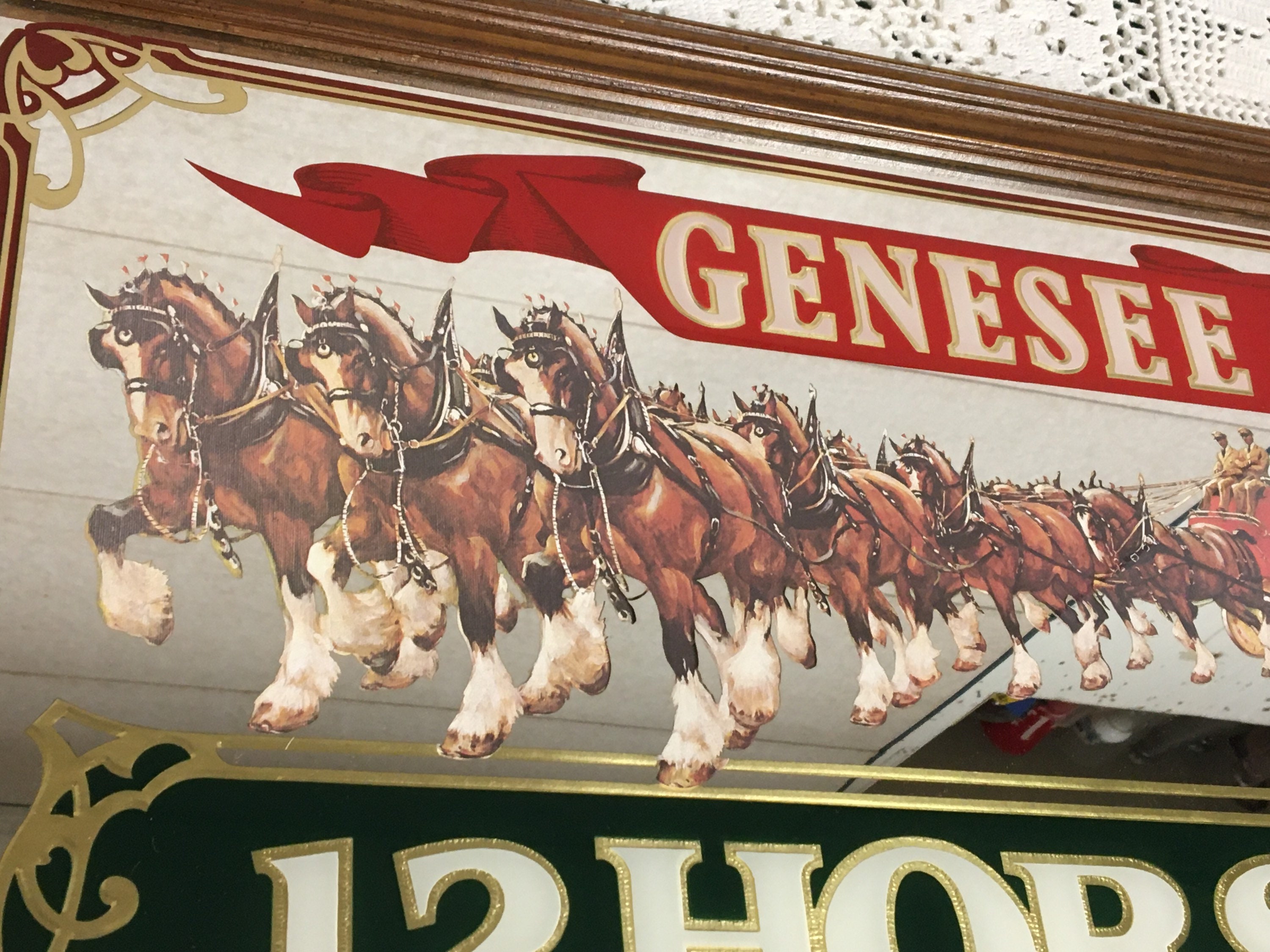 GENESEE 12 HORSE アメリカアンティーク　パブミラーUSA鏡看板 GENESEE 12 HORSE アメリカアンティーク パブミラーUSA鏡看板