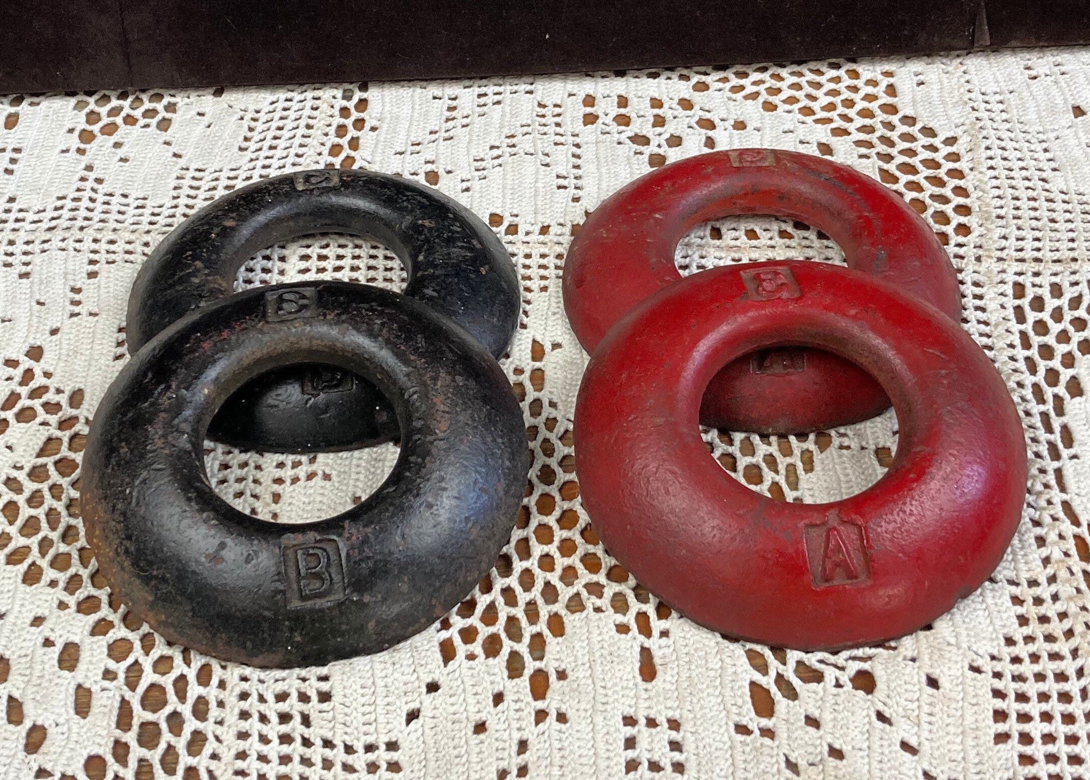 Antique Iron Pitching QUOITS, Outdoor Lawn Party Game, Amish