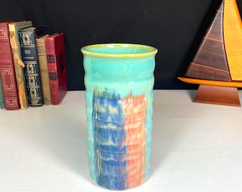 Hull Pottery, Early Art Line Ribbed Vase, Planter, #26