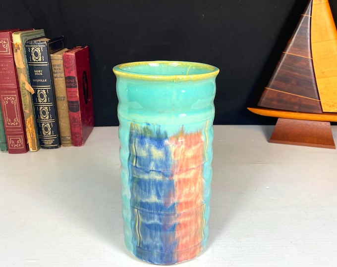 Featured listing image: Hull Pottery, Early Art Line Ribbed Vase, Planter, #26