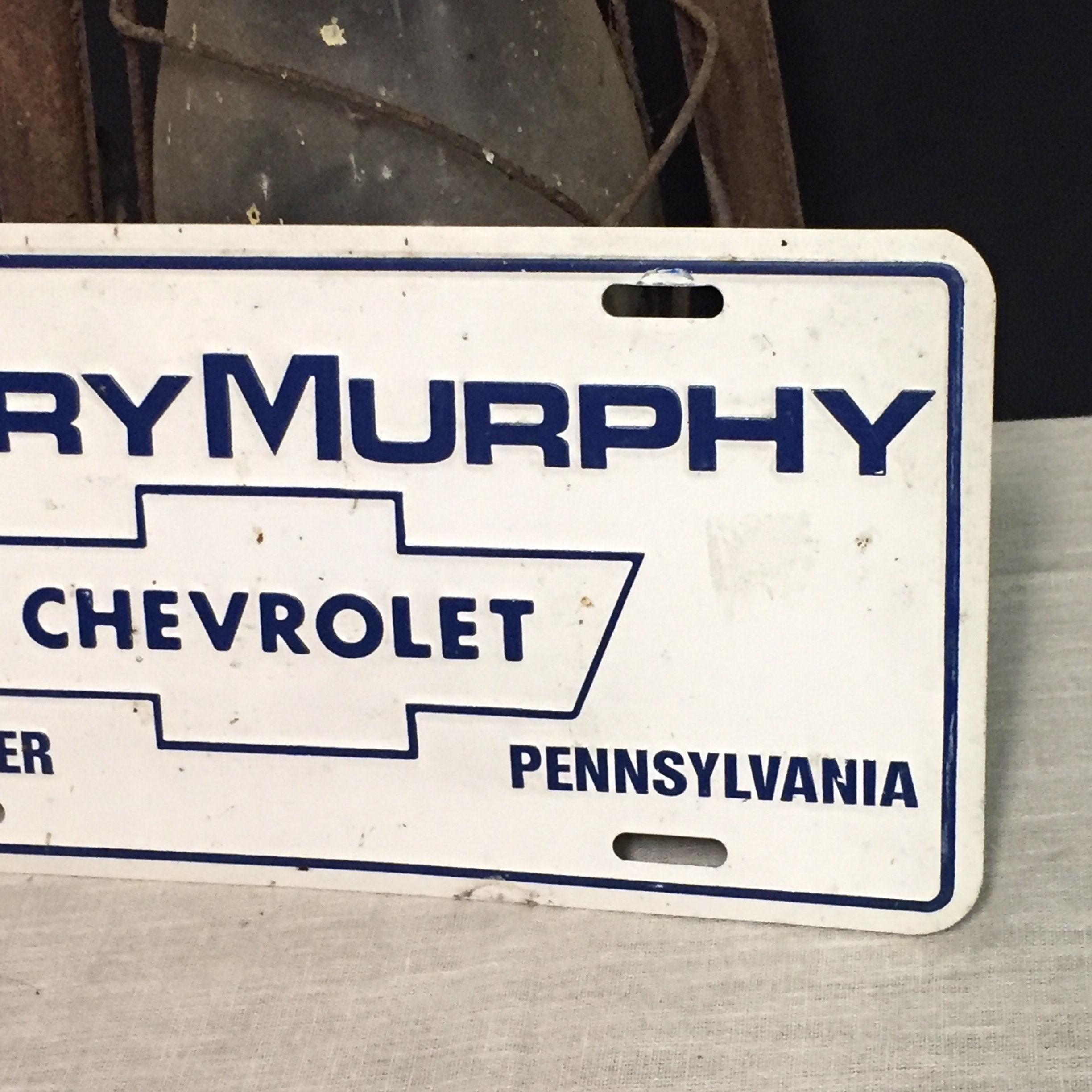Vintage Larry Murphy CHEVROLET Advertising License Plate, Lancaster Pa