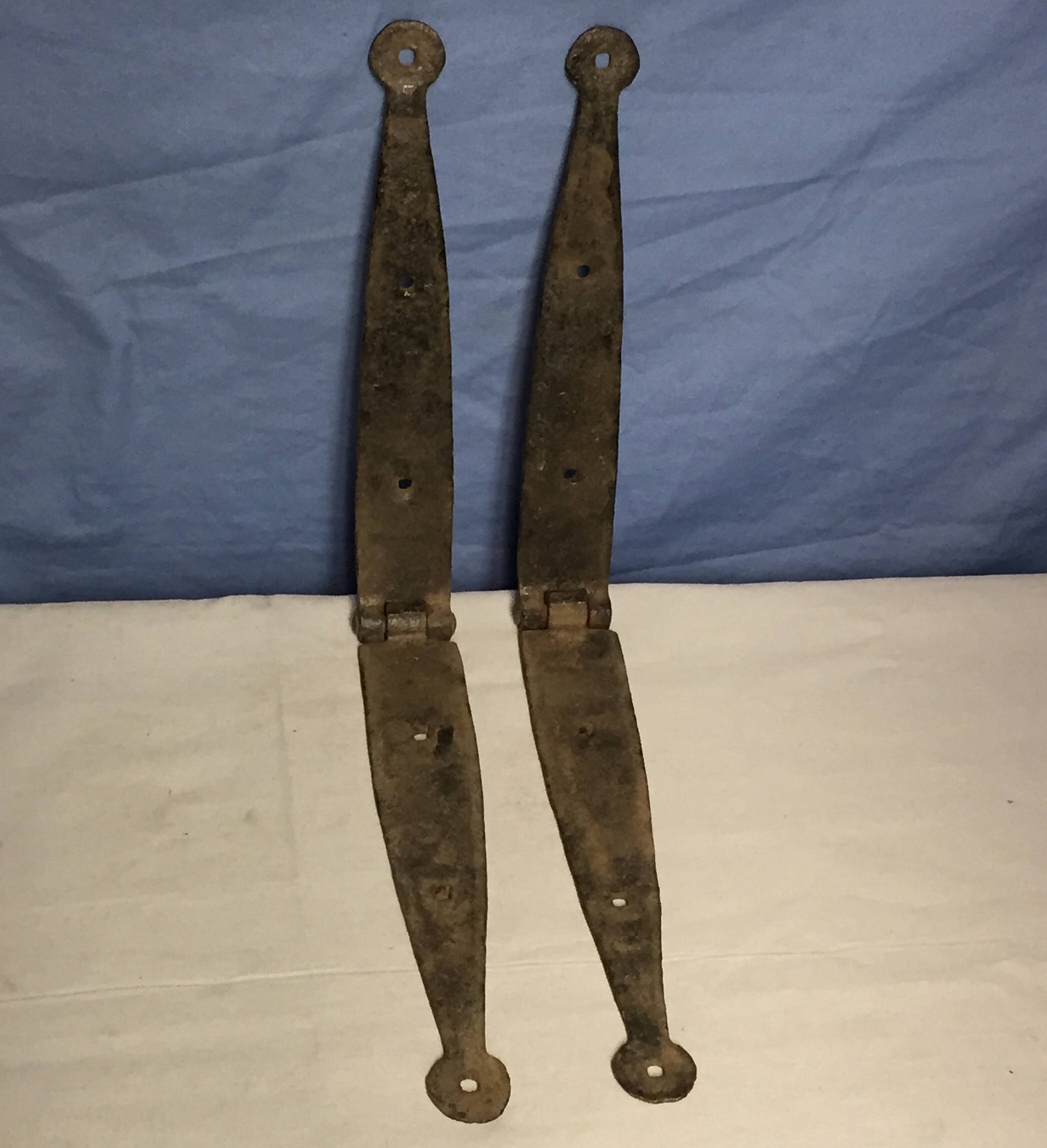 Pair of 22.5 Antique, Hand Iron Strap Hinges, Barn Door Hinges