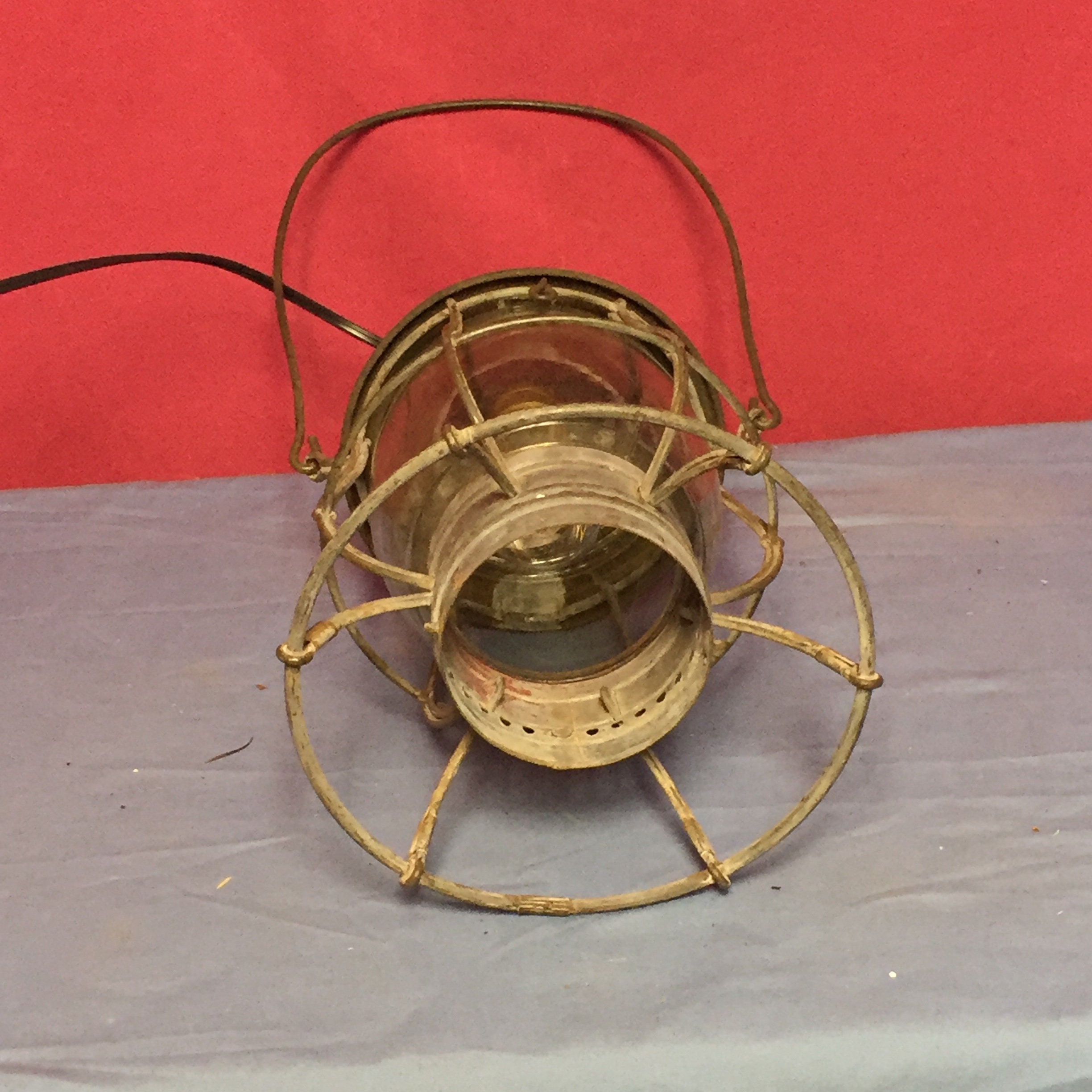 Antique Railroad Lantern Hanging Electric Light, Train Light, Wall Oil