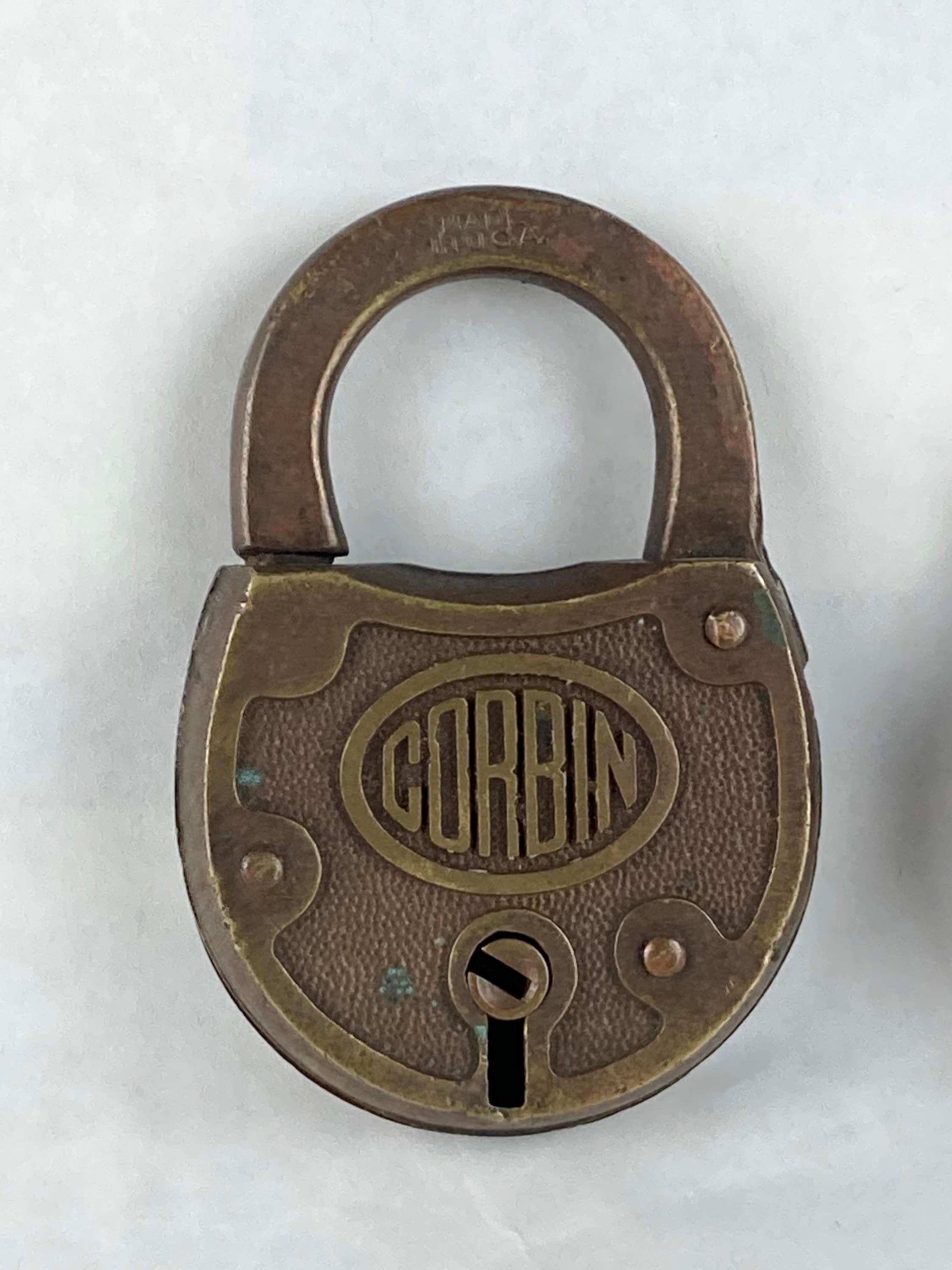 2 Antique Vintage Corbin Brass Padlocks EN1 No Keys