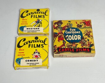 Set of 3 Movie Reels, 16 mm and 8 mm, Sinbad the Sailor, The Road Gang, The Phantom Strikes