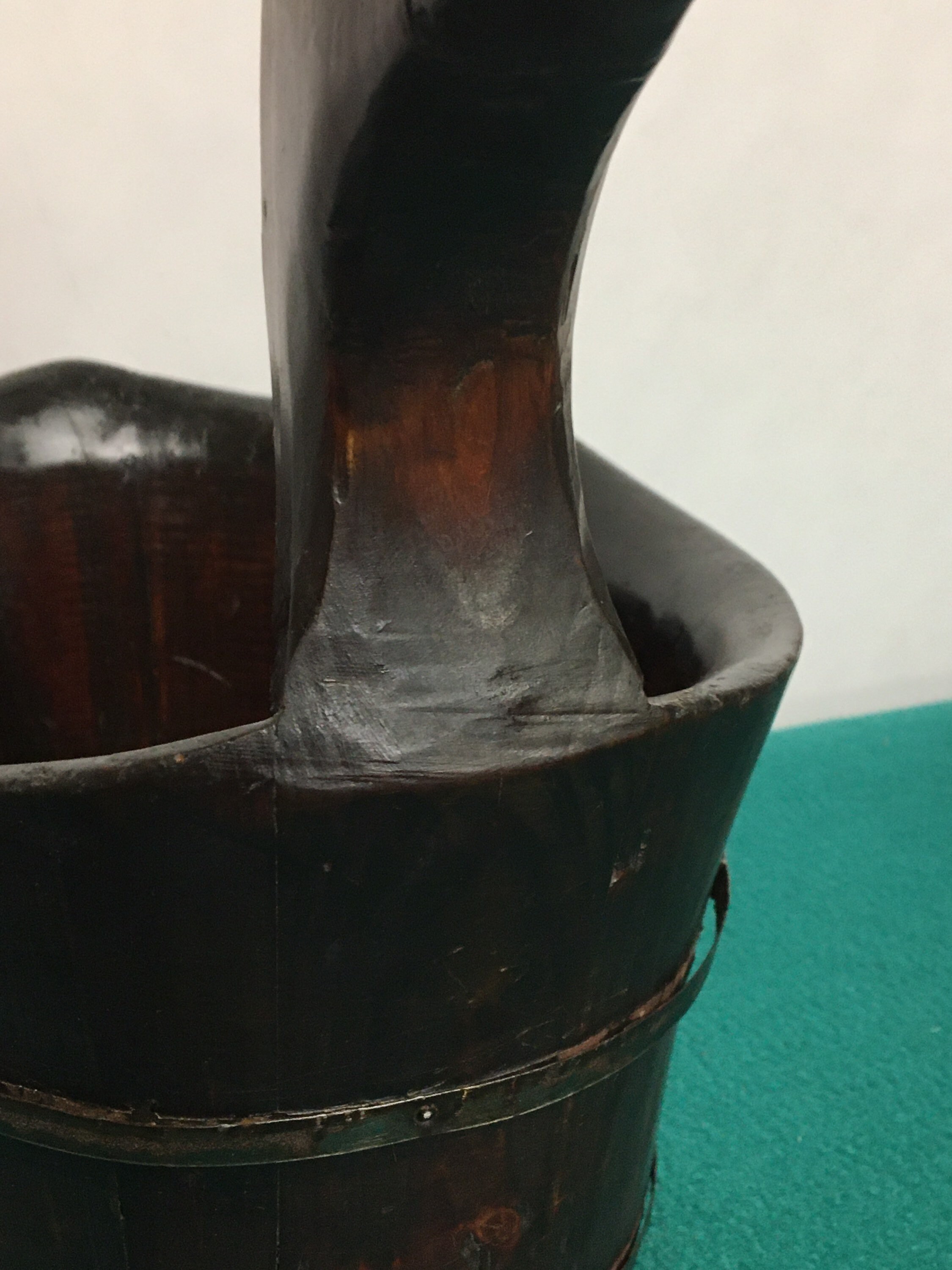 Asian Style Water Bucket, Hand Crafted Wood Bucket, Swan Bucket, Wooden