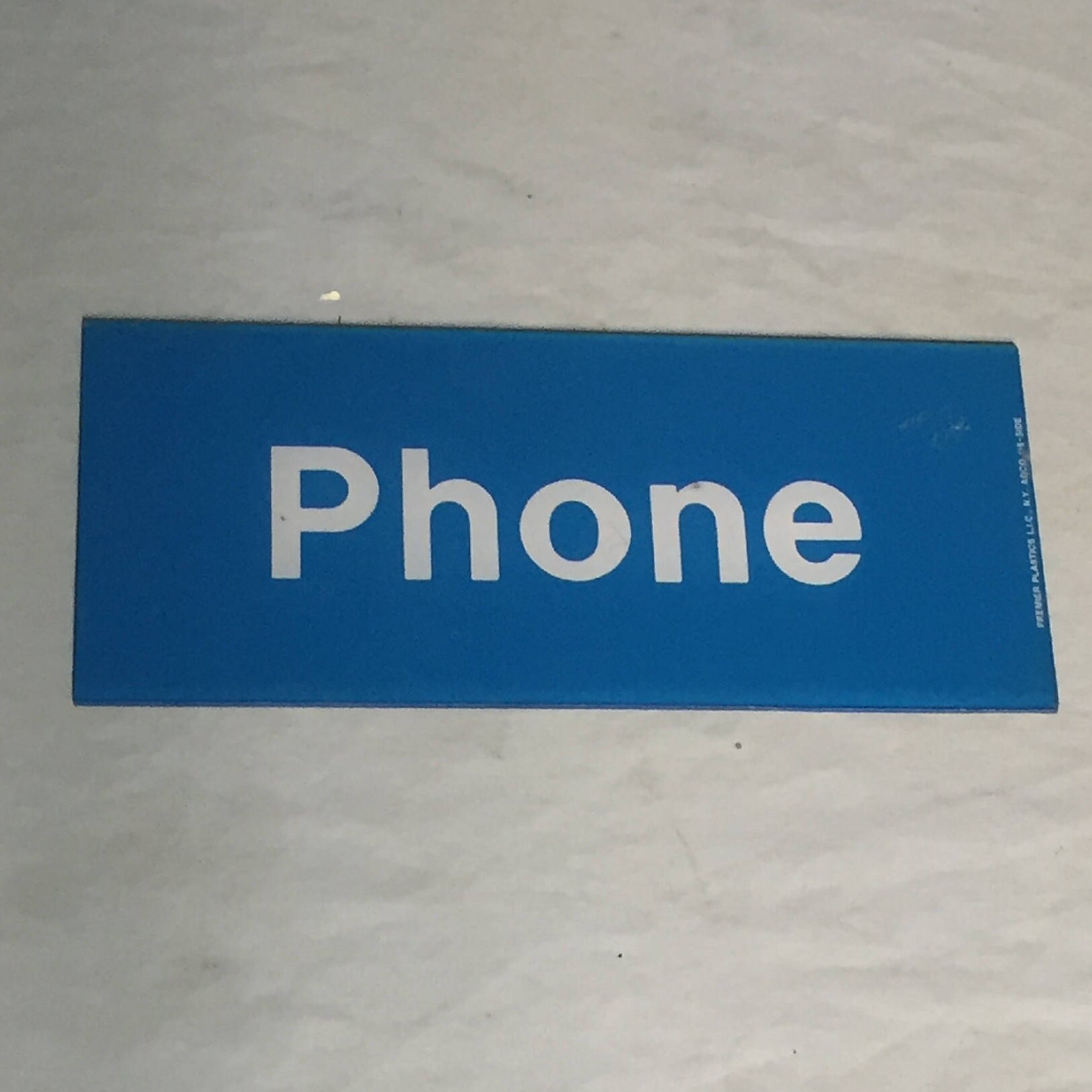 An Authentic Retired Blue Acrylic Phone Booth Sign Blue & White Acrylic