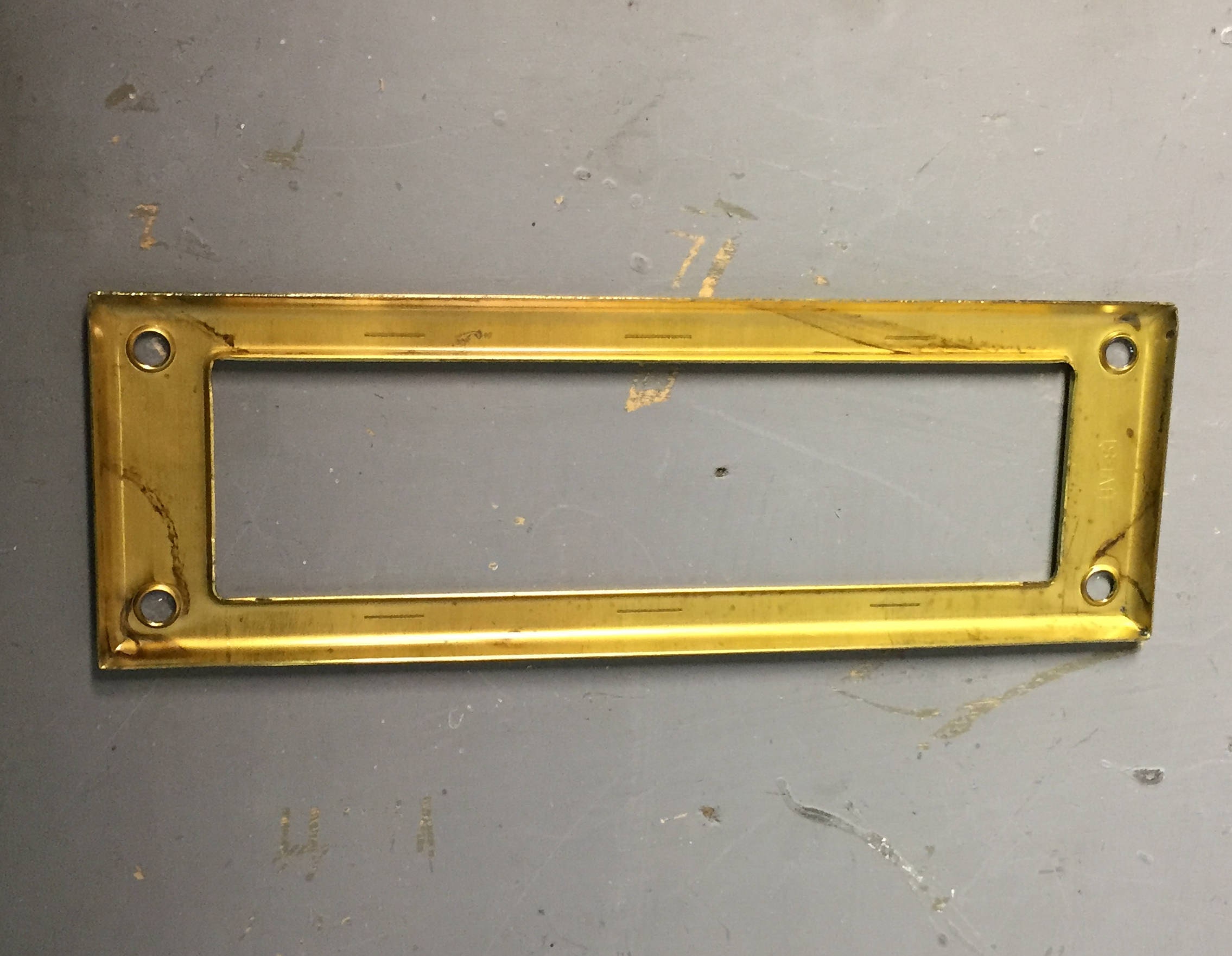Vintage N.O.S. Leigh Ives Wrought Brass Letter Box Plate Mail Letter