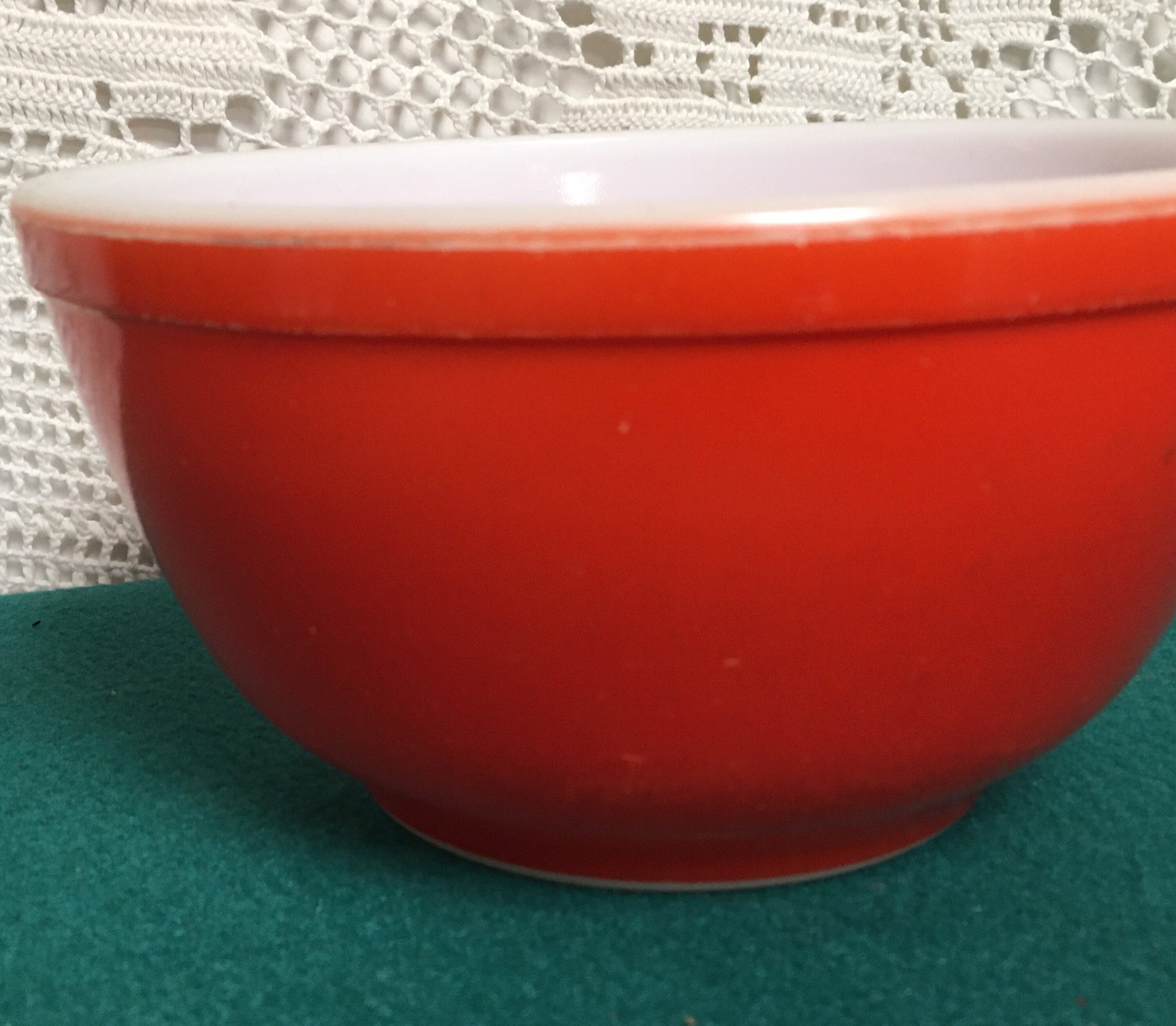 1940's Pyrex Red Mixing Bowl, Retro Pyrex Bowl, Vintage Medium Red