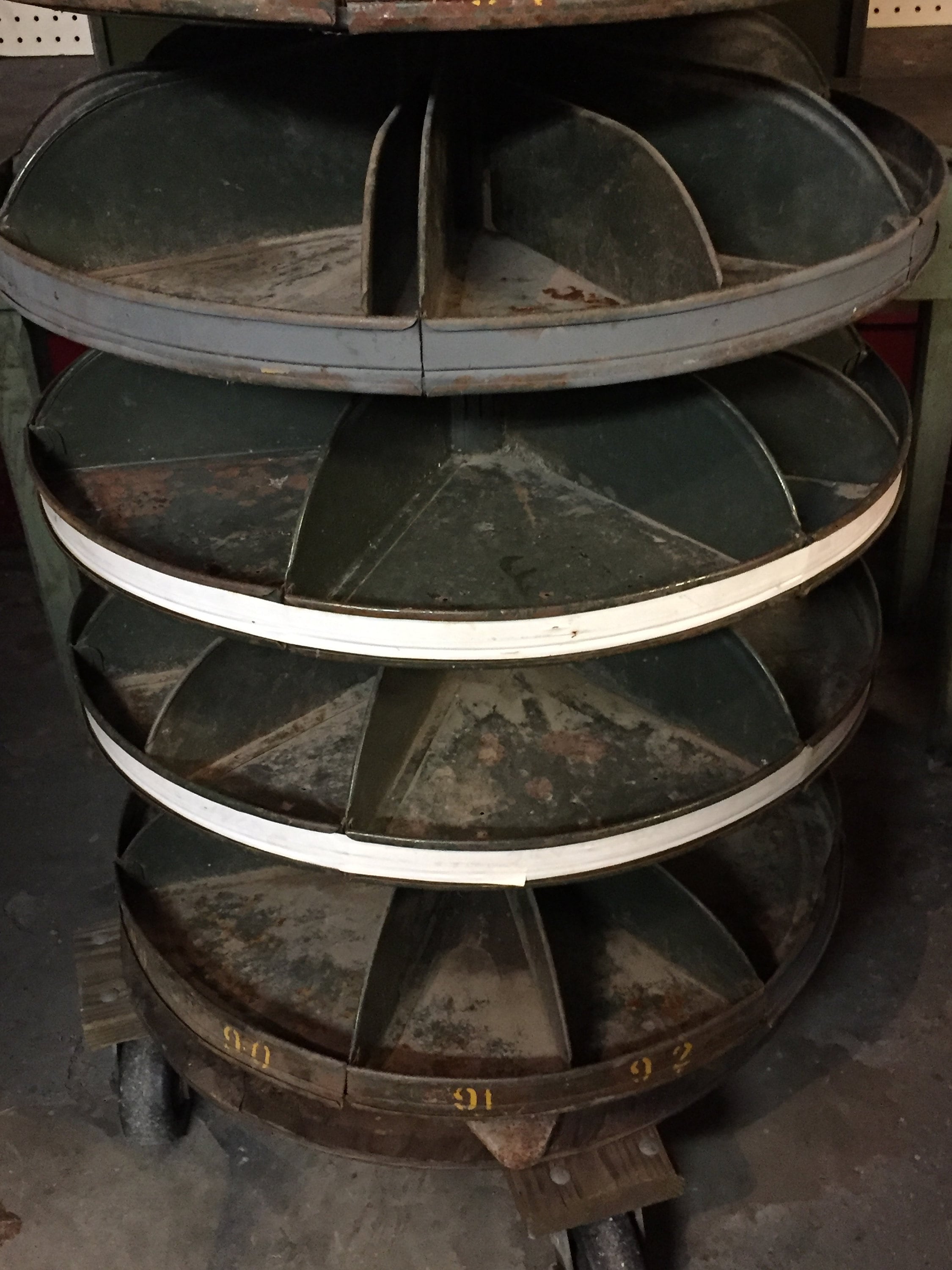 1940's Revolving Hardware Bins, Universal Steel Equipment Corp., NY