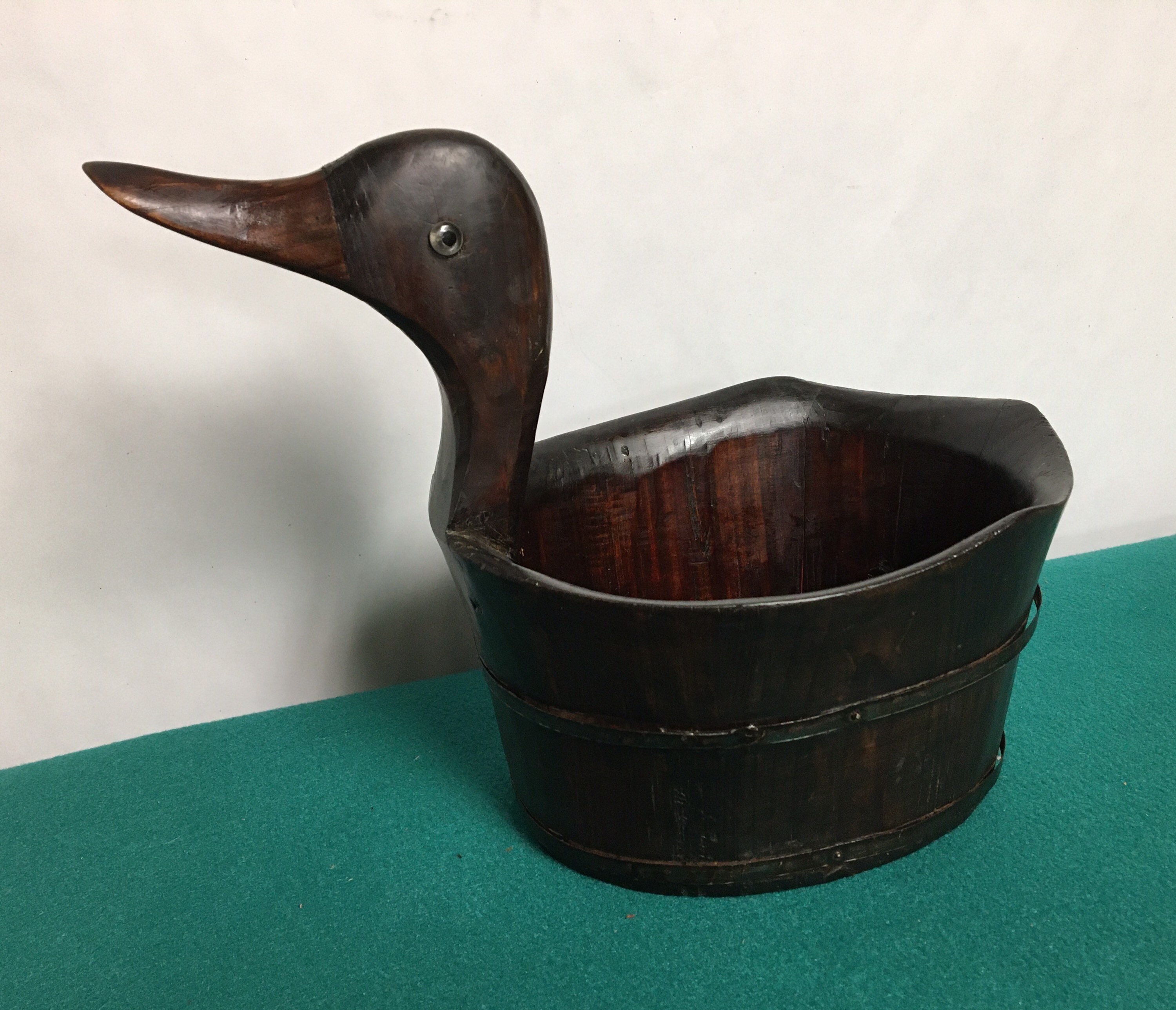 Asian Style Water Bucket, Hand Crafted Wood Bucket, Swan Bucket, Wooden