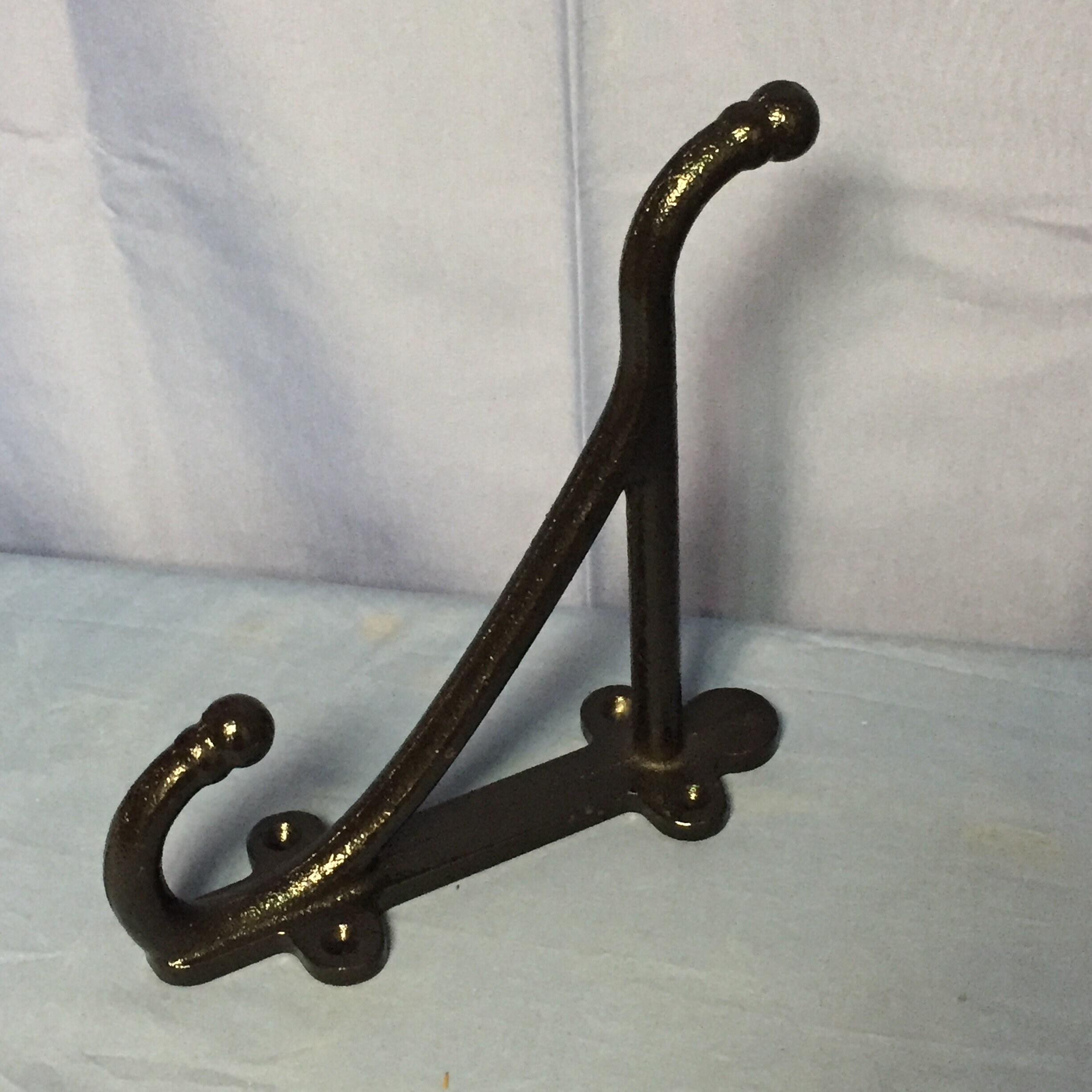 Pair of Large 10 Black Iron Horse Saddle Hooks, Barn Hooks, Horse Tack