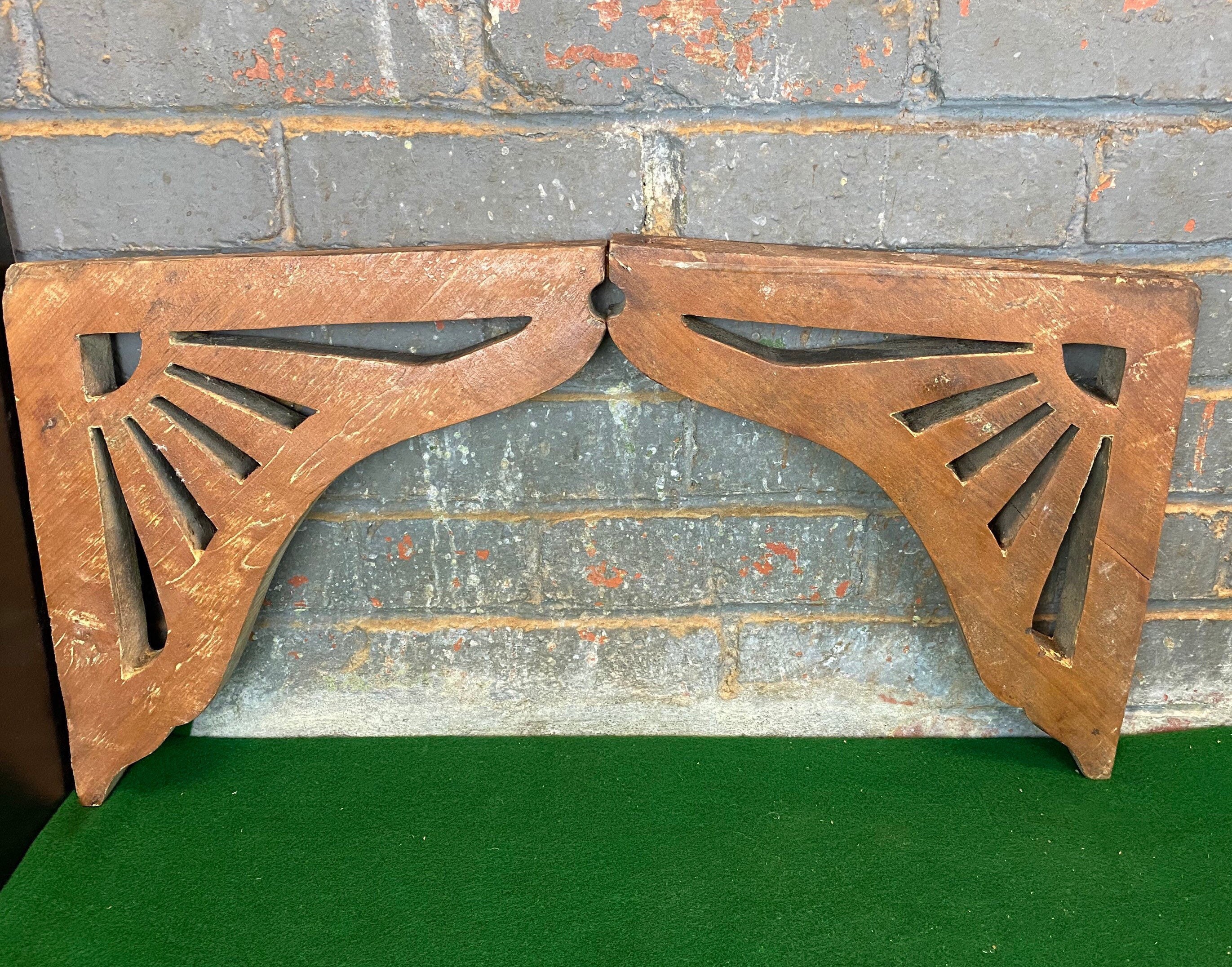 A Pair of Antique Architectural Wooden Corbel Brackets, 1920's Corner