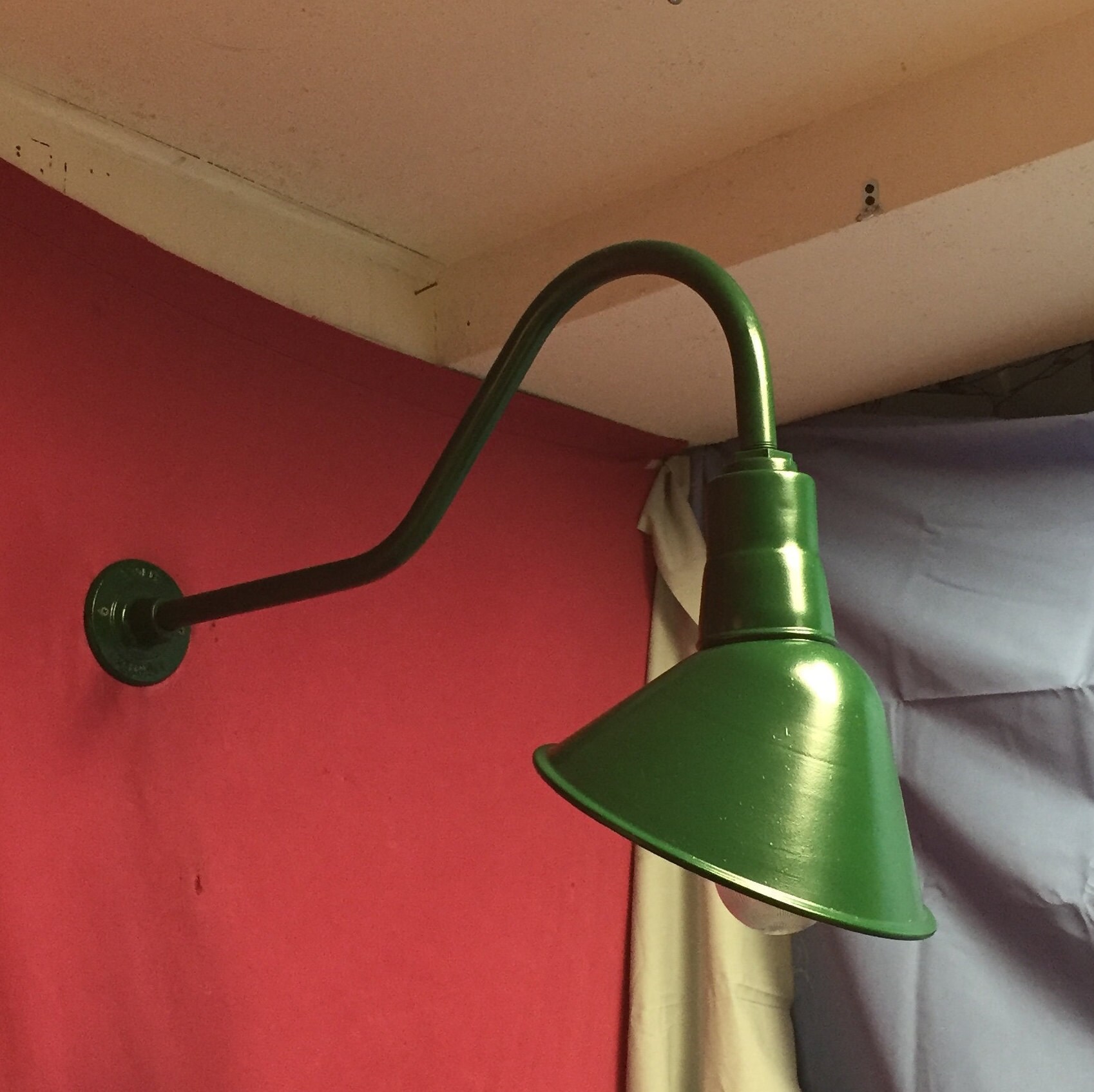 RESERVED FOR MIA Set of 4 Old Original Green Angled Gas Station Lights