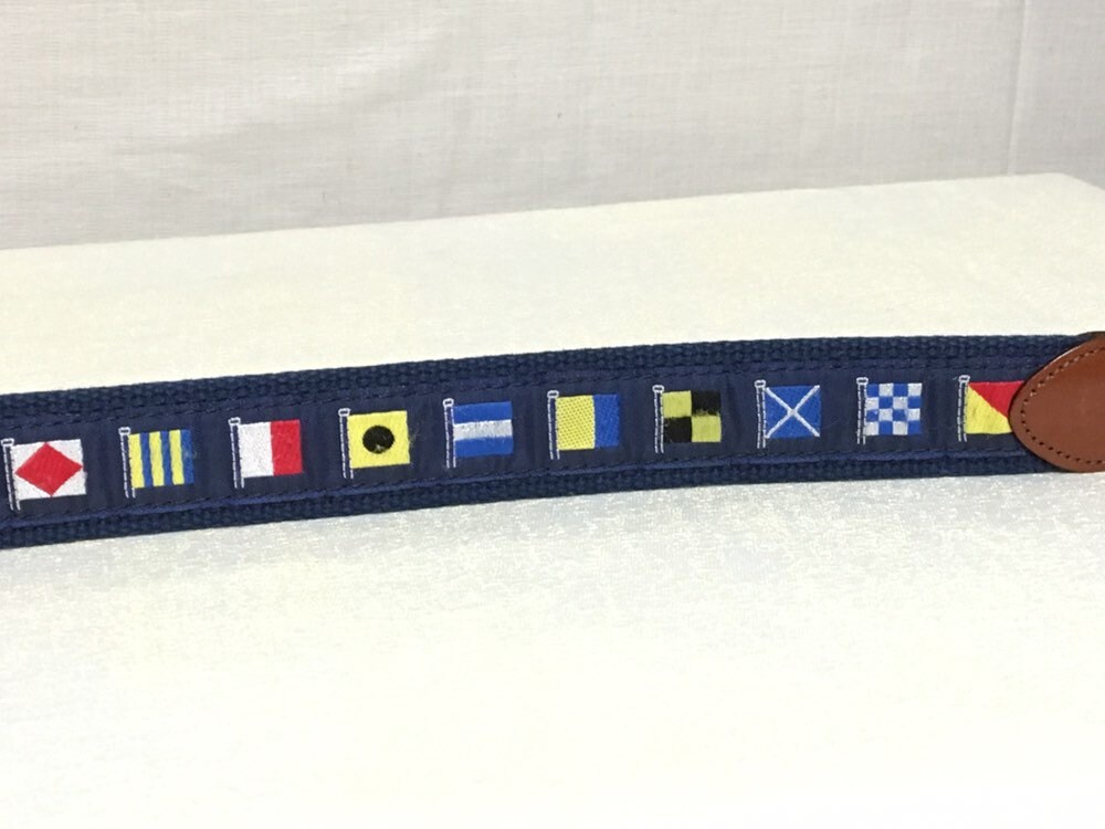 Leather Man Ltd Nautical Code Canvas Belt, Canvas and Leather Men's