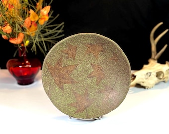Sweetgum Leaf Pottery Plate, Petrified Forest Pottery, Studio Pottery Made by Stephen Day in Pennsylvania