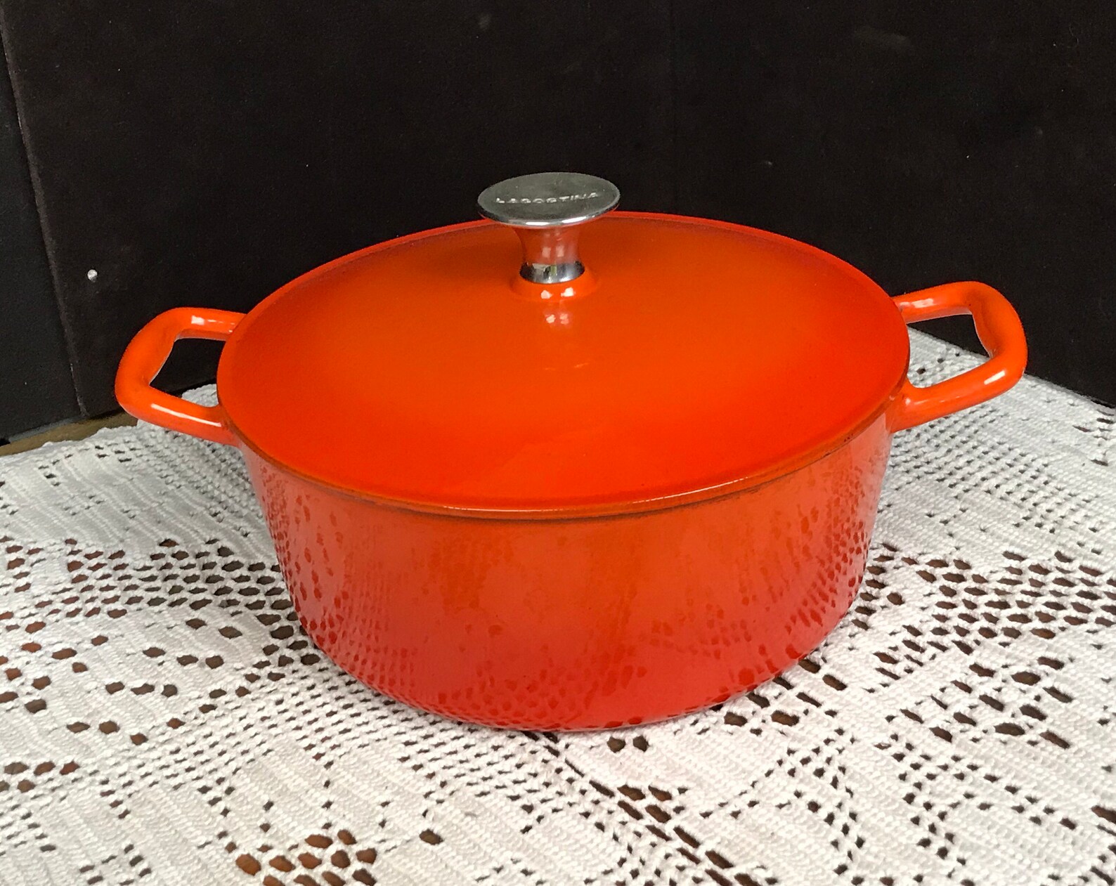 Lagostina Orange Cast Iron Dutch Oven Pot With Lid 3.8 Liters Etsy