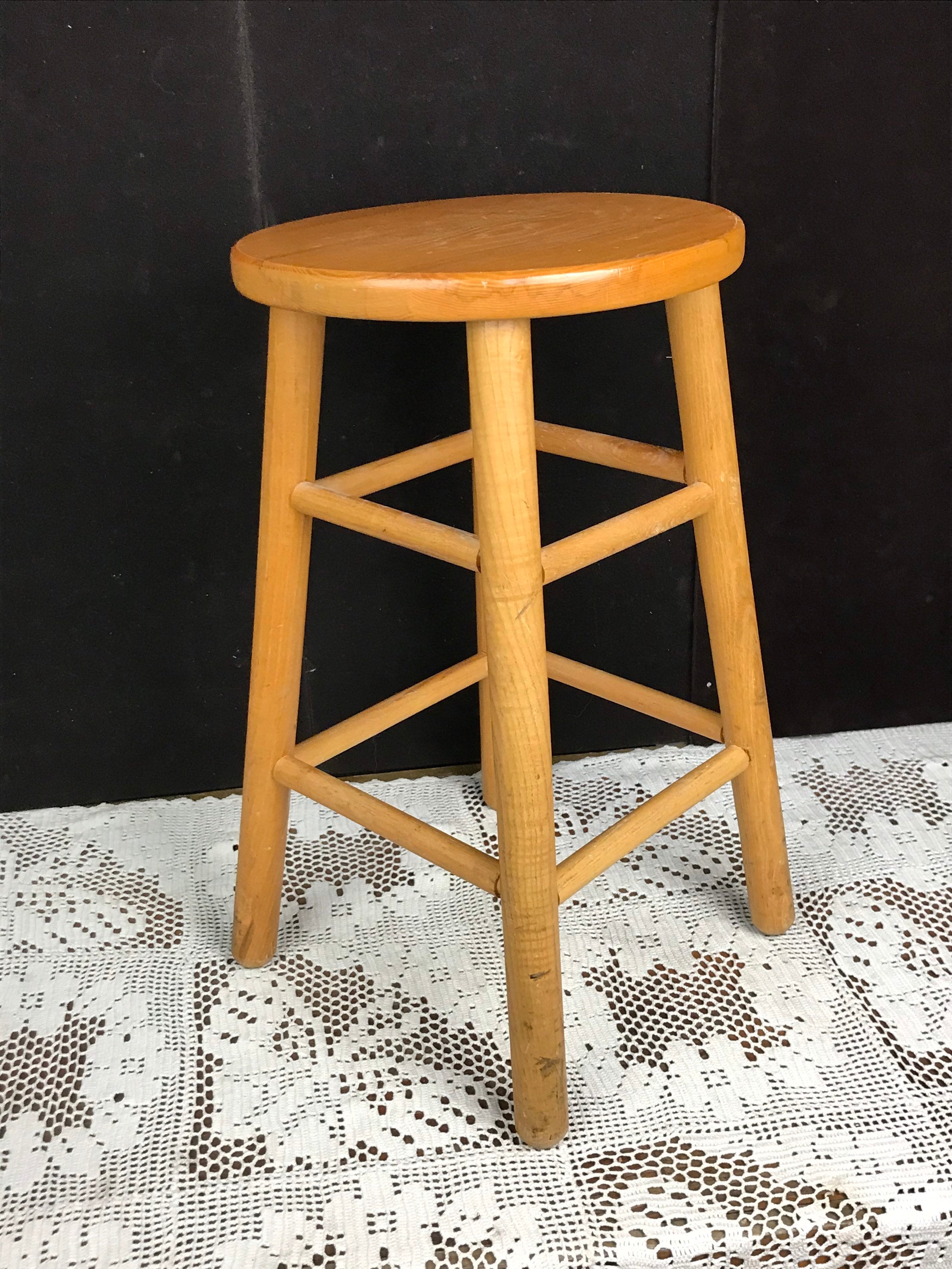 Solid Oak Wooden Stool, Kitchen Counter Stool, 23” Tall