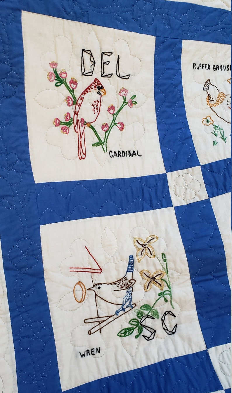 Handmade State Bird Quilt with 48 States Hand Embroidered Etsy