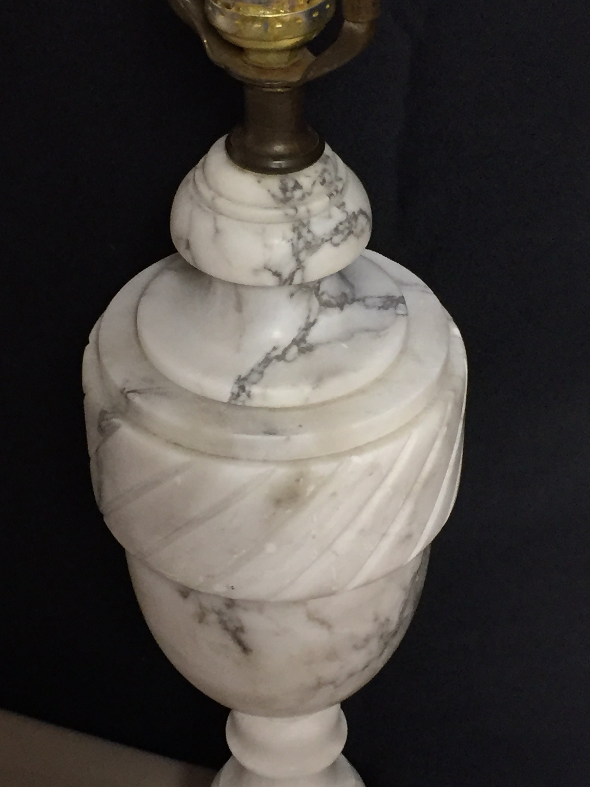 Antique Carved Alabaster Table Lamp, Night Stand Lamp, Marble Table ...