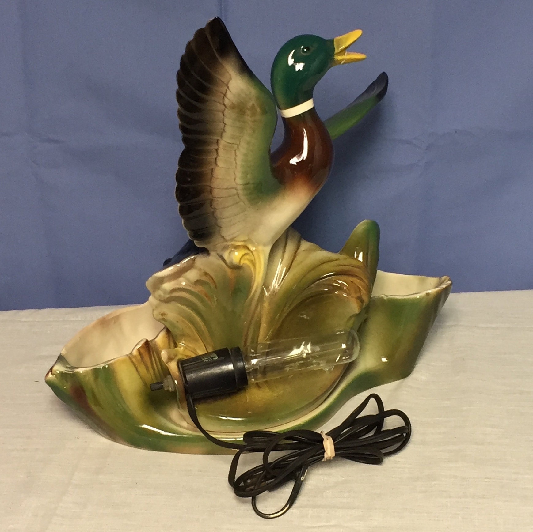 Lane and Co, 1954, Ceramic Duck Lamp / Planter, TV Lamp, Duck Hunter