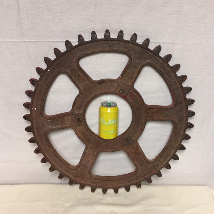 Large 22 Cast Iron Sprocket Cog Gear, Industrial Farm Salvage, Pequea