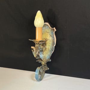 Antique Art Deco Wrought Iron Electric Wall Sconce