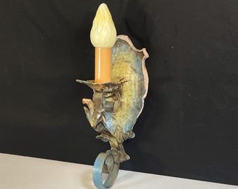 Antique Art Deco Wrought Iron Electric Wall Sconce