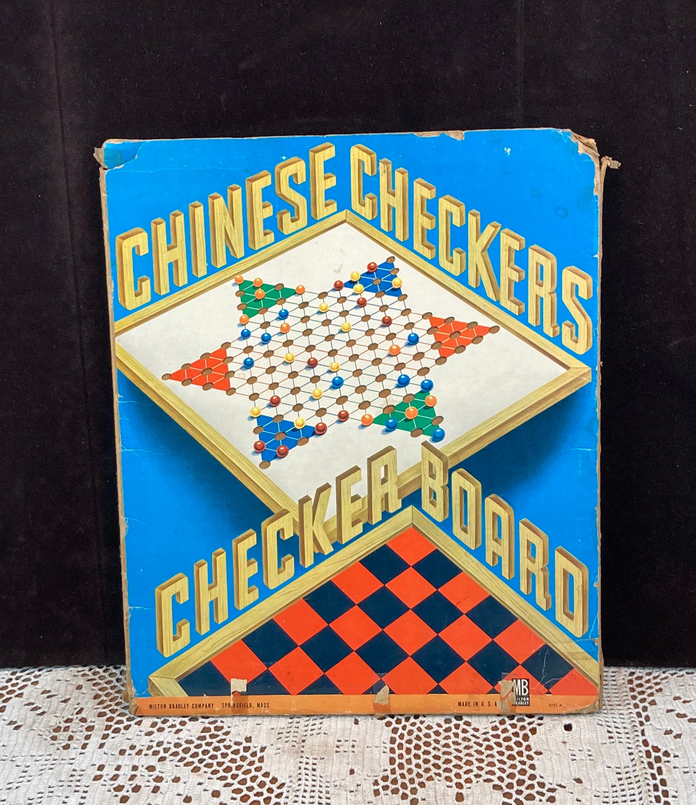 Vintage Milton Bradley Chinese Checkers with Standard Checker