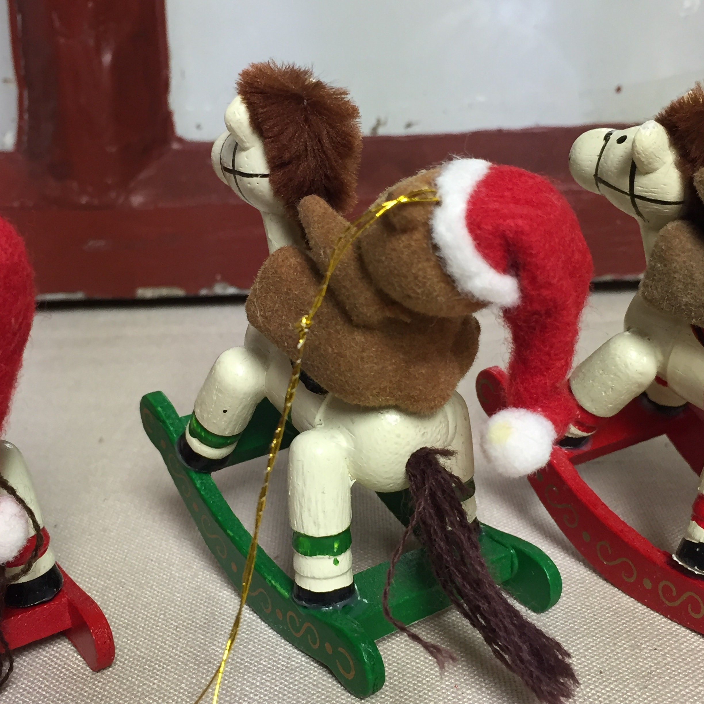 House of Lloyd, Vintage 1989, Set of Three Wooden Rocking Horse Bear