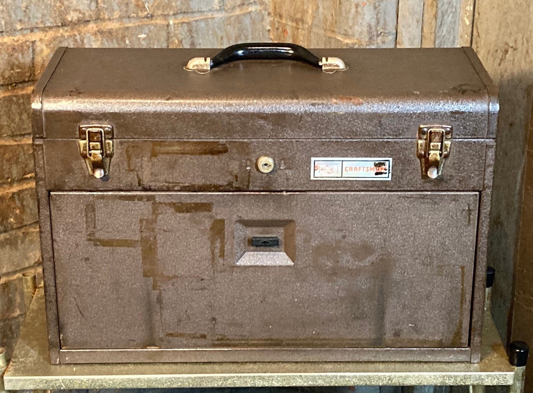 Vintage Steel Machinist Tool Box Chest, 7 Drawer Sears Mechanic's Tool