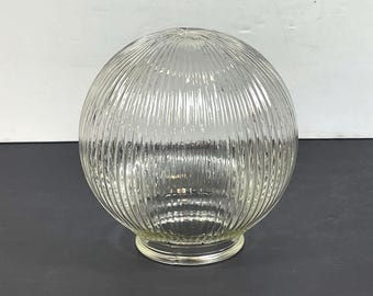 Vintage 6" Round Ribbed Glass Light Globe, Ball Globe
