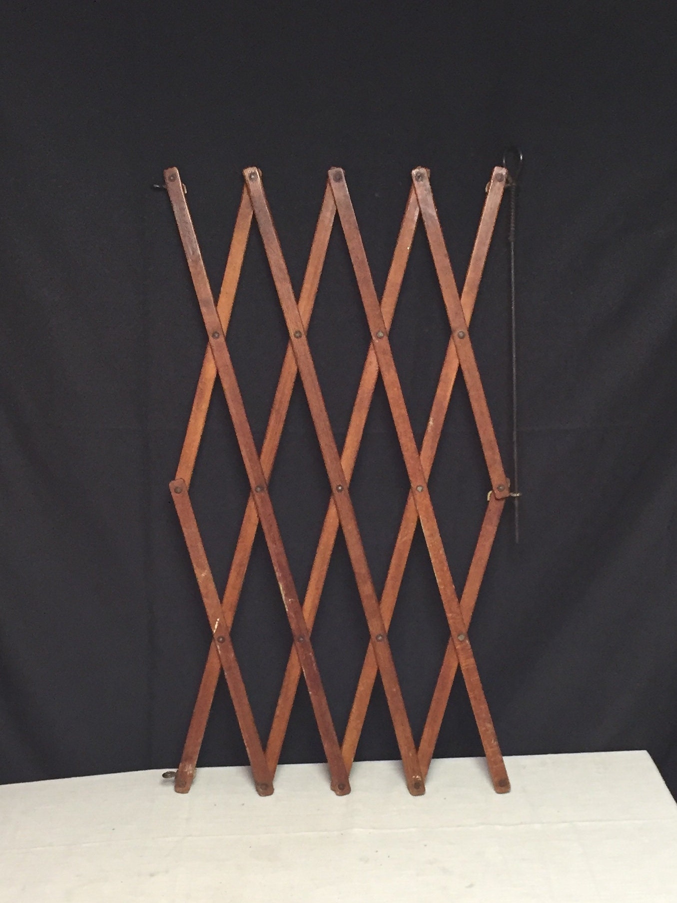 Antique Wooden Folding Safety Gate, Expanding Gate, Accordion Gate
