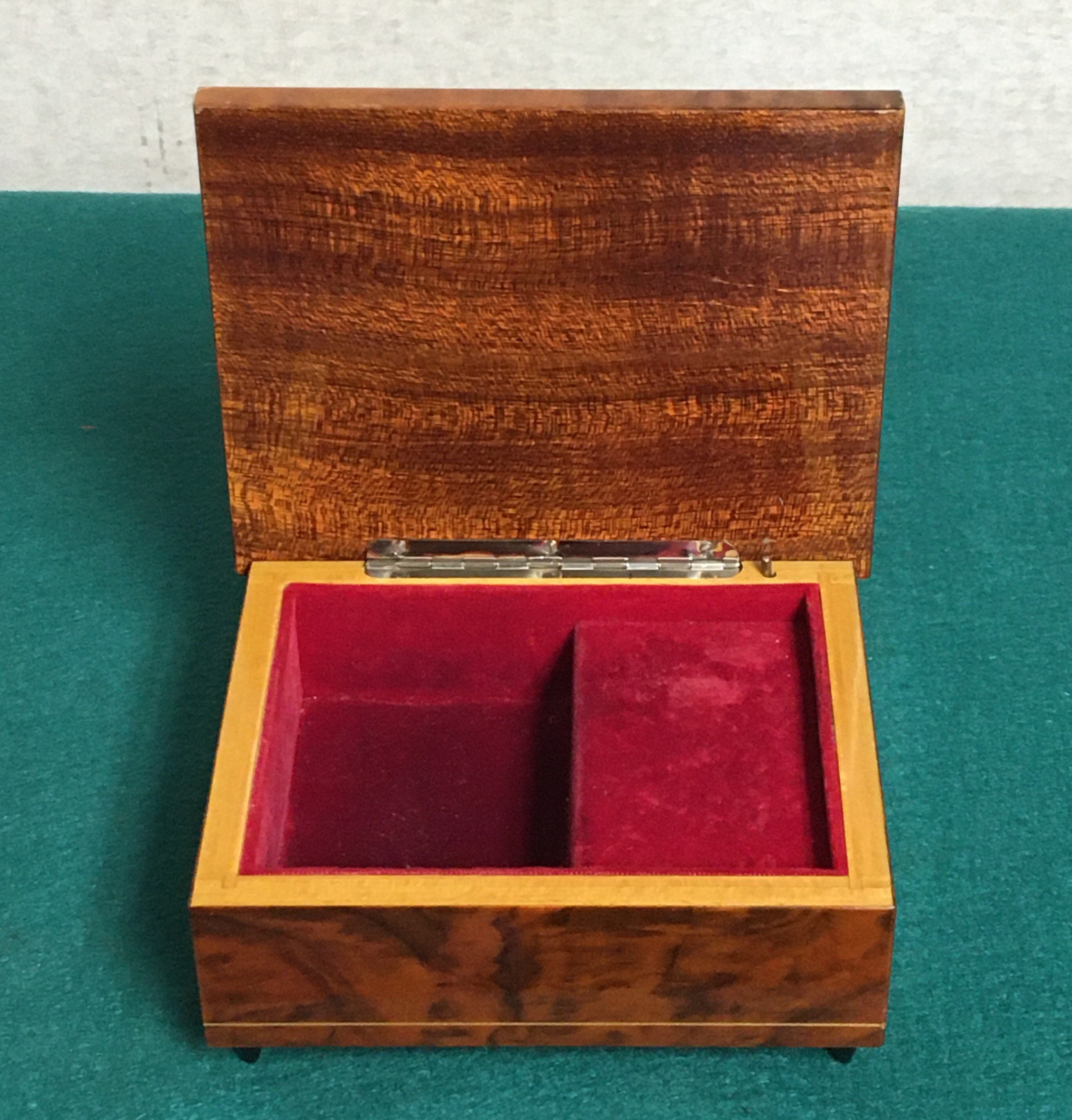 Wooden Music Box Made in Italy, Inlaid Burl Wood Box, House of Global