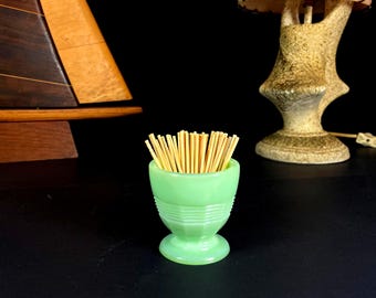 Rare, Jadeite Egg Cup, Toothpick Holder, Custard / Dessert Cup with Panels and Ridges