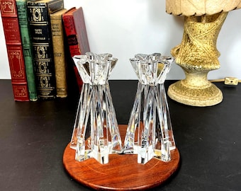 Lenox Ovations, Starfire, Crystal Candle Holders, Pair of 2