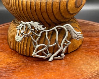 JJ, Jonette Pewter Horse Brooch, Galloping Horse Pin