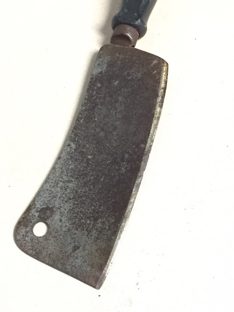 2 Vintage 7 Meat Cleavers with Wooden Handles, Brass Riveted Handle