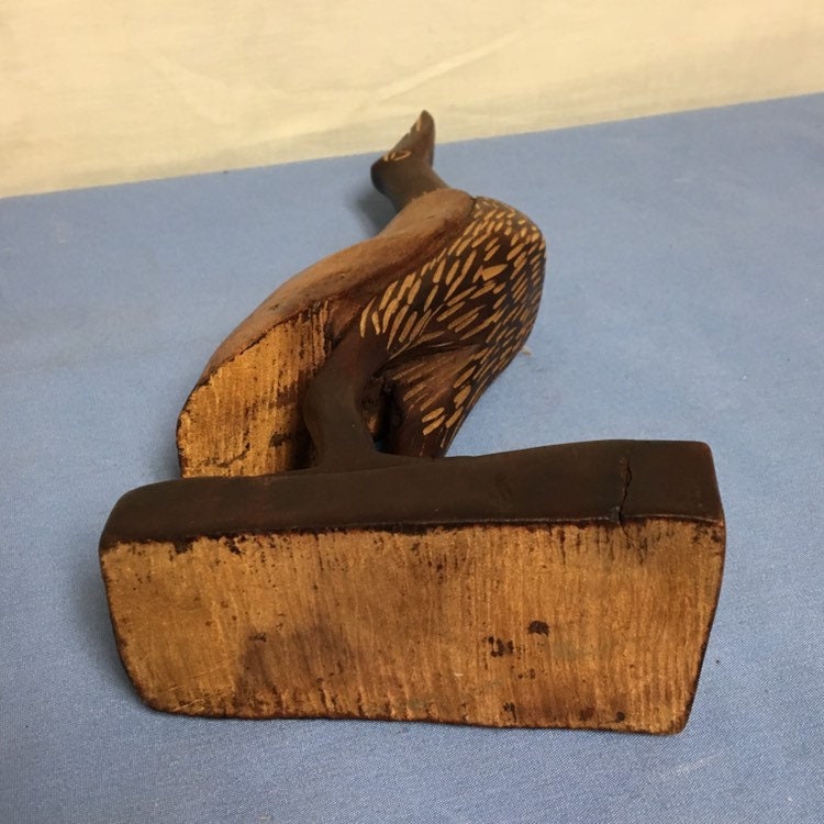 Hand Carved Wooden Crane, Wooden Bird Sculpture, Wood Heron