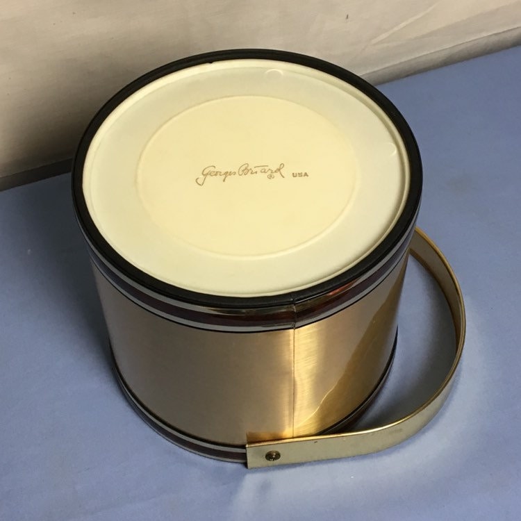 Mid Century Ice Bucket Container With Golden Handle Ice Cream