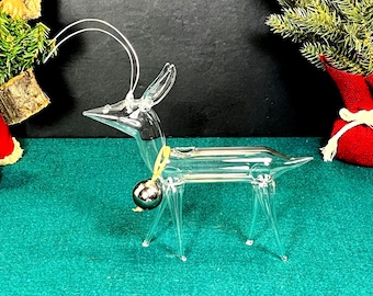 Blown Glass Deer Bud Vase, Figurine