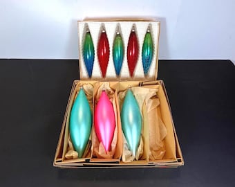 Lot of 8 Teardrop, Mercury Glass Ornaments