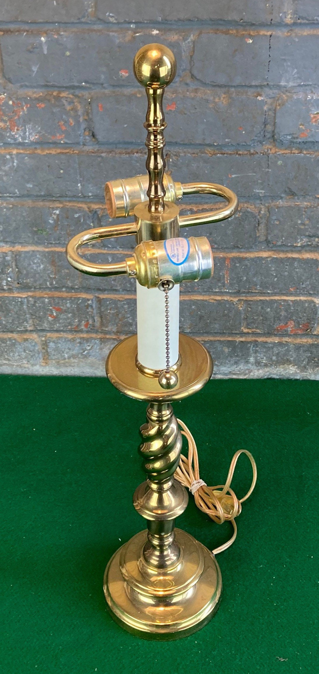 Solid Brass 2 Bulb Table Lamp, Pull Chain Sockets, Colonial