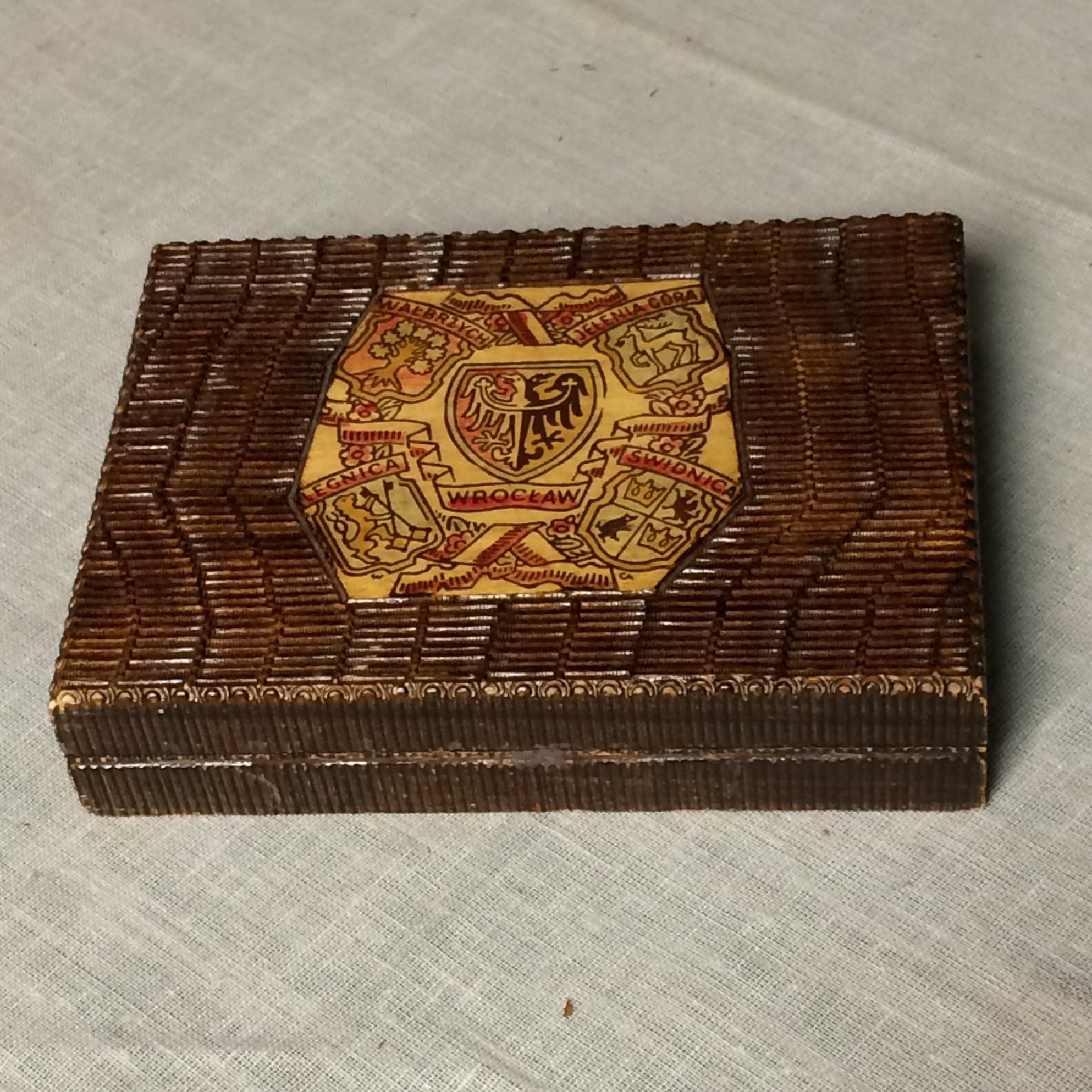 Polish Carved Wood Trinket Box, Carved Wooden Box With Polish Box, Lidded Box, Jewelry Box, Folk