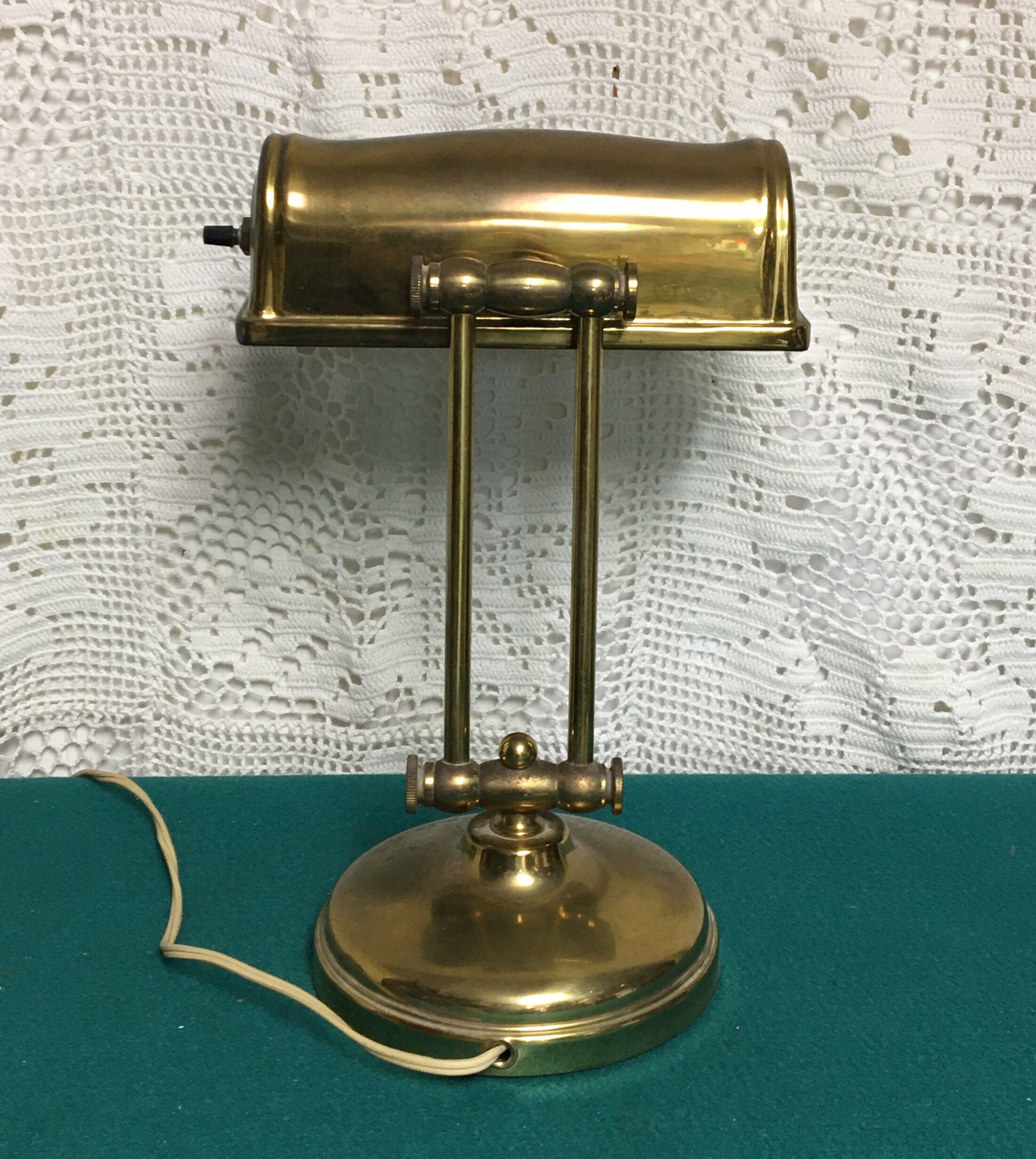 Antique Solid Brass Piano Lamp with Weighted Base, Desk Lamp, Student Lamp